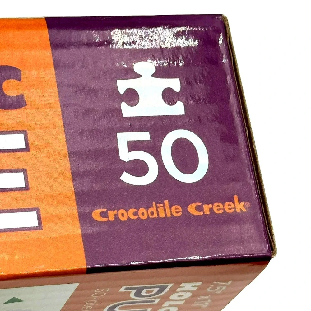 Crocodile Creek set of Two Holographic 50pc Puzzles Halloween Theme Skeleton Cat